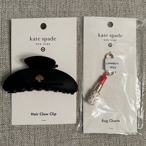 Set of Kate Spade x Target Black Claw Hair Clip + Lipstick Bag Charm Keychain